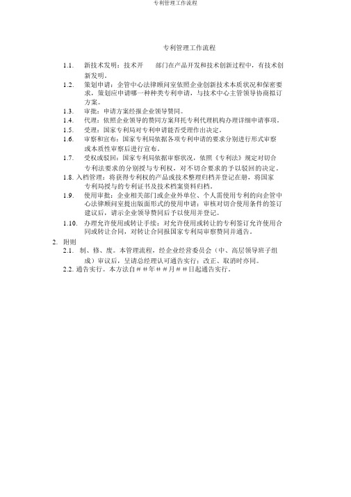 专利管理工作流程