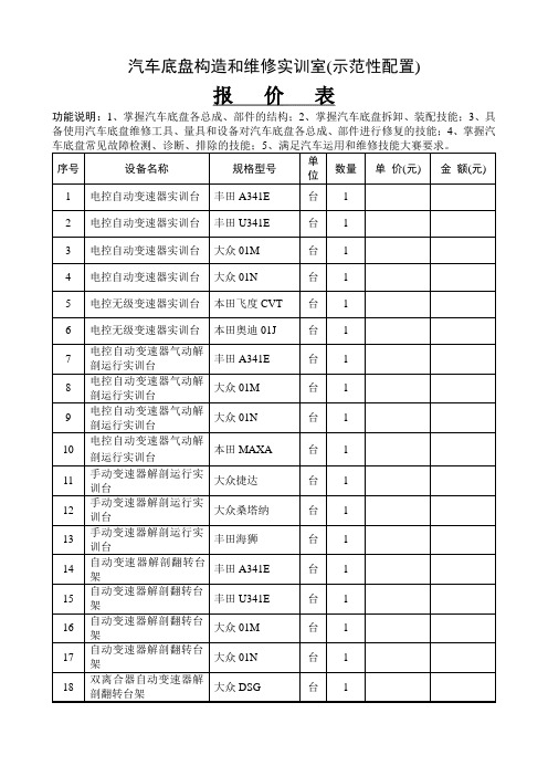 汽车底盘构造与维修实训室