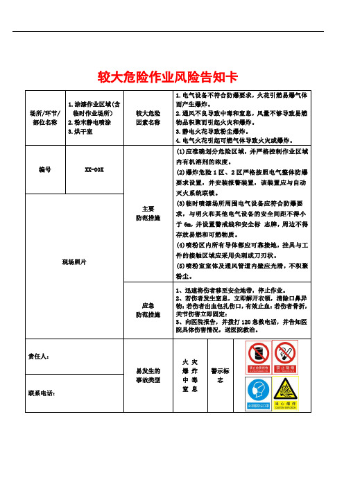 较大危险因素告知卡(涂装)