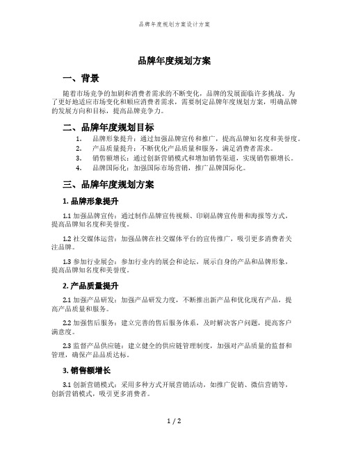 品牌年度规划方案设计方案