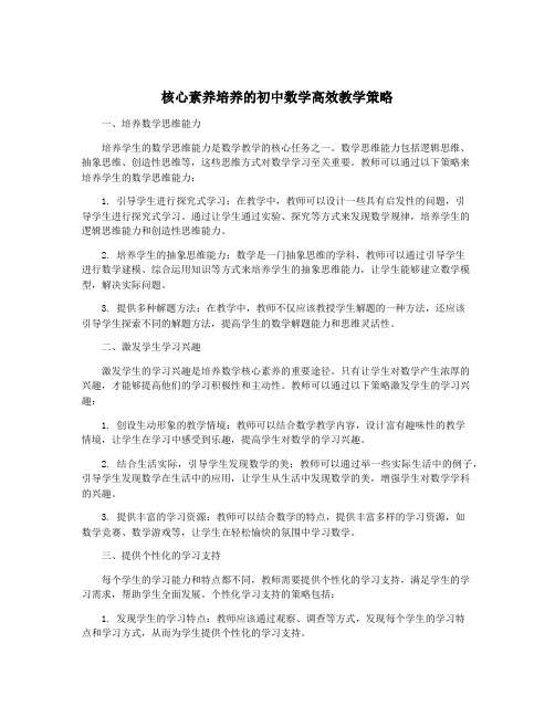 核心素养培养的初中数学高效教学策略