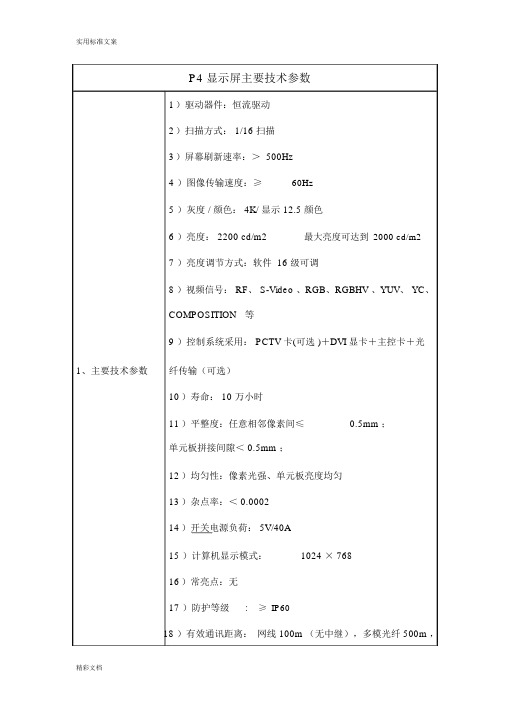 P4显示屏主要技术全参数