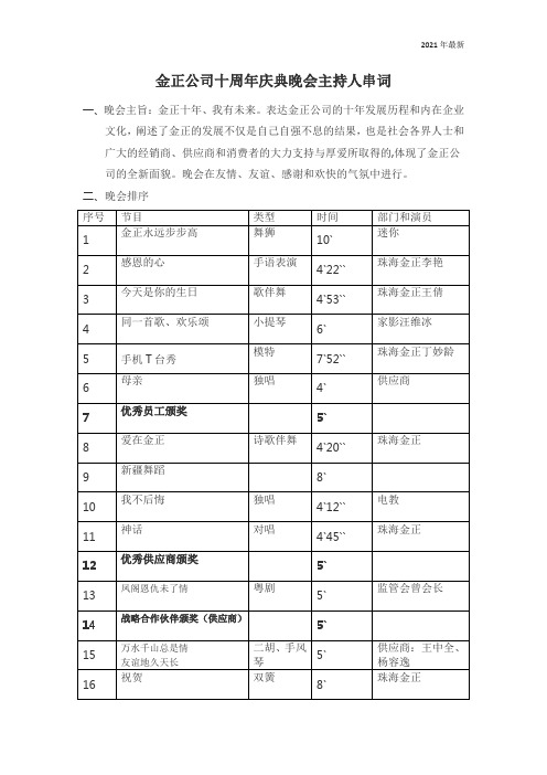 公司十周年庆典晚会主持人串词