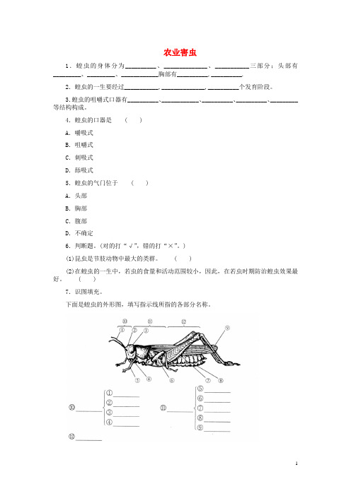 七年级生物上册 第三章 第3节《常见的动物》农业害虫