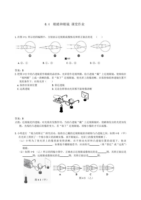 北师大版-物理-八年级下册-6.4 眼睛和眼镜