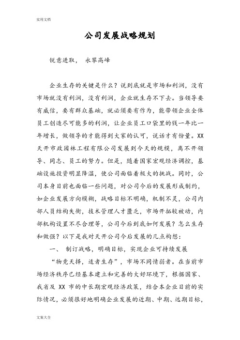 公司管理系统发展战略规划