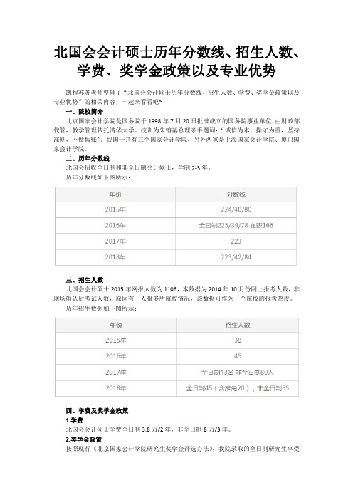 北国会会计硕士历年分数线、招生人数、学费、奖学金政策以及专业优势