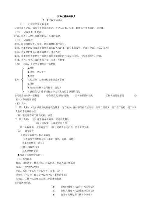 三种文体的知识点