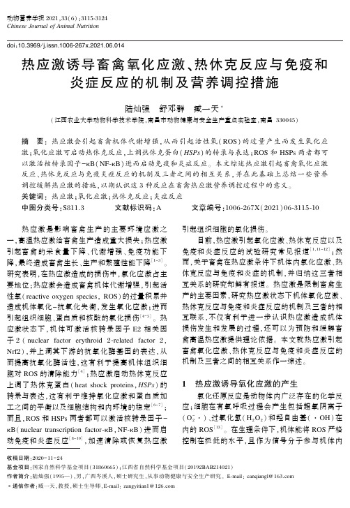 热应激诱导畜禽氧化应激、热休克反应与免疫和炎症反应的机制及营养调控措施