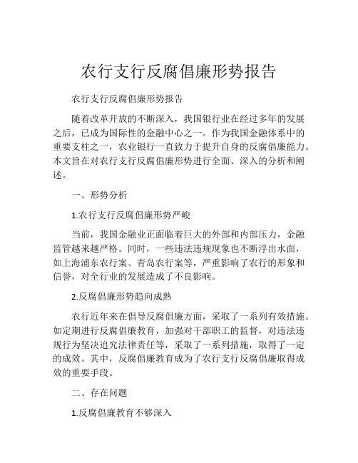 农行支行反腐倡廉形势报告