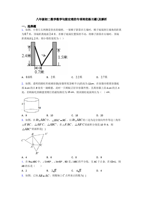 八年级初二数学数学勾股定理的专项培优练习题(及解析