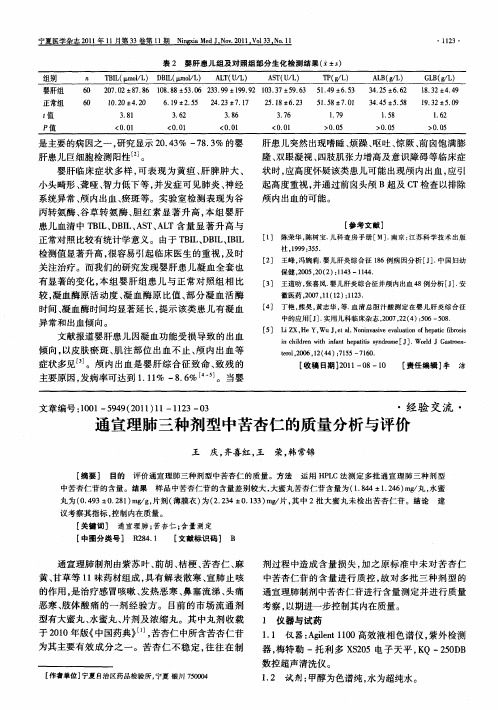 通宣理肺三种剂型中苦杏仁的质量分析与评价