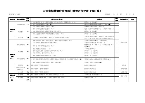 察部部门业绩月考评表