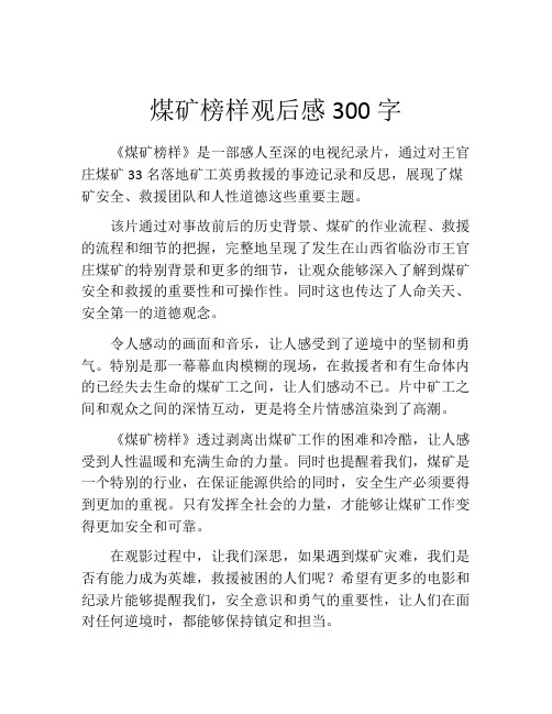 煤矿榜样观后感300字