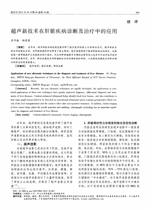 超声新技术在肝脏疾病诊断及治疗中的应用