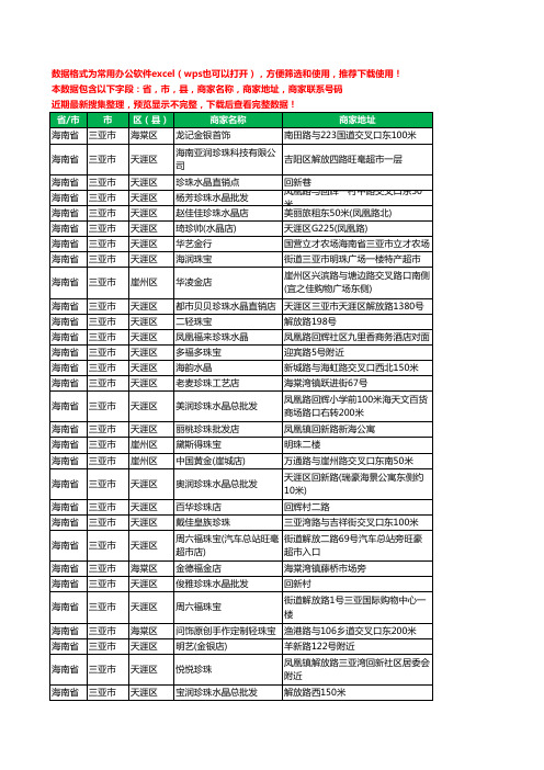 2020新版海南省三亚市珠宝工商企业公司商家名录名单黄页联系电话号码地址大全171家