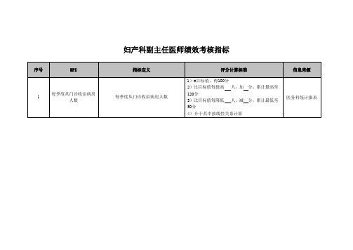 妇产科副主任医师绩效考核指标