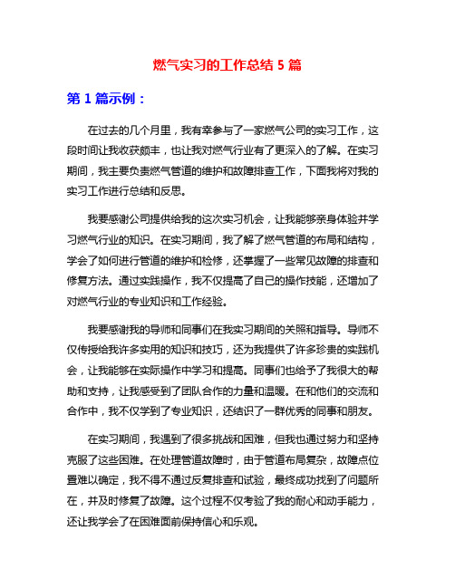 燃气实习的工作总结5篇