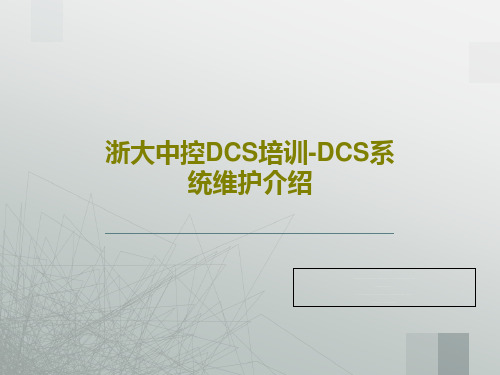 浙大中控DCS培训-DCS系统维护介绍共38页文档