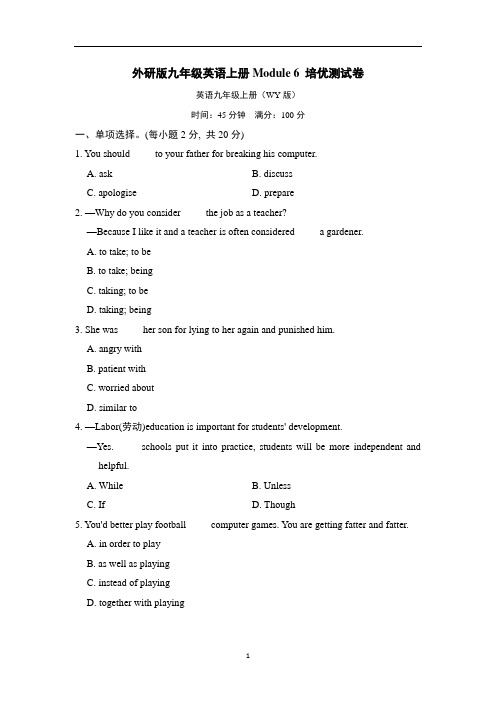 外研版九年级英语上册Module 6 培优测试卷含答案