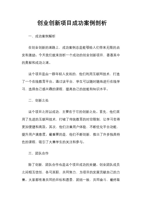 创业创新项目成功案例剖析