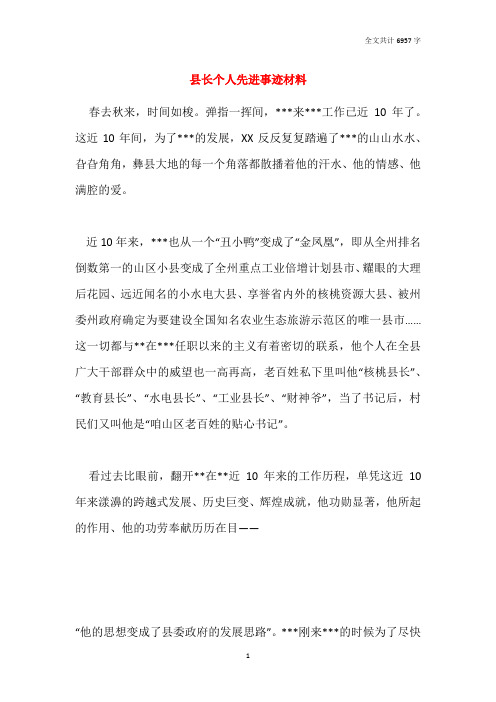 县长个人先进事迹材料