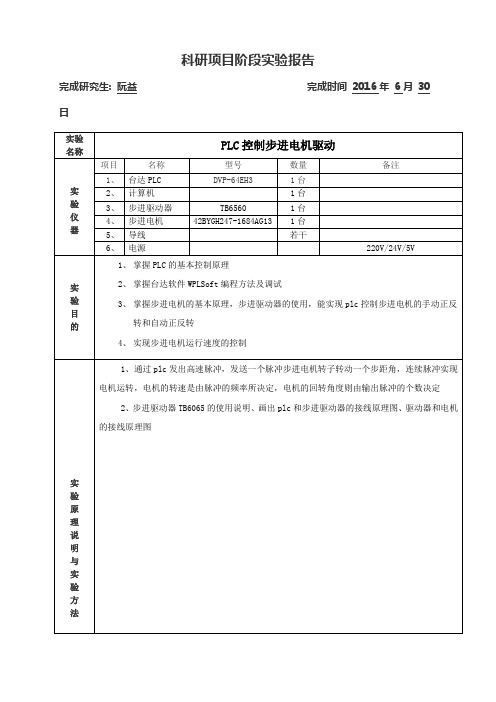 实验报告—PLC控制步进电机驱动