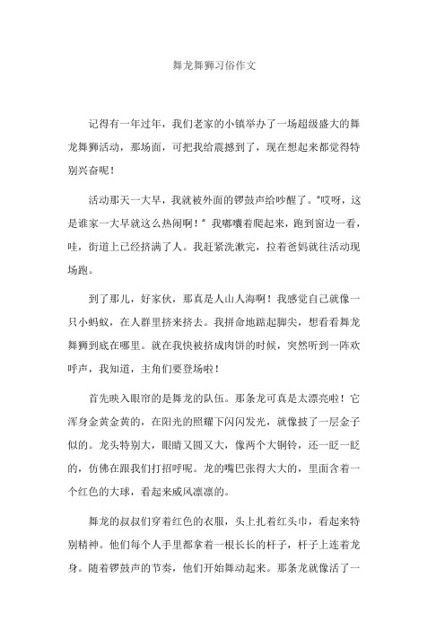 舞龙舞狮习俗作文