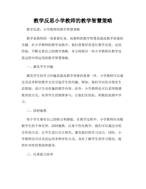 教学反思小学教师的教学智慧策略