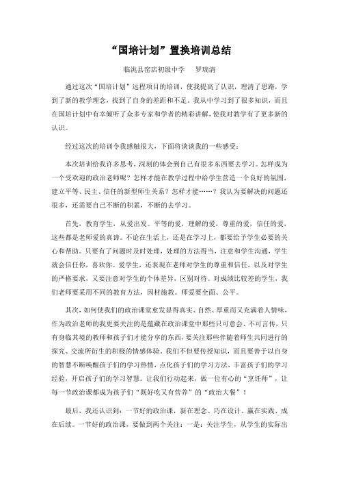 国培计划置换培训总结