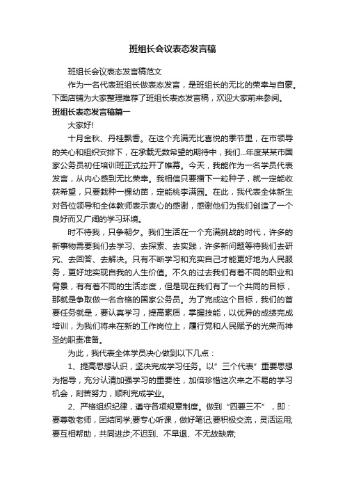 班组长会议表态发言稿