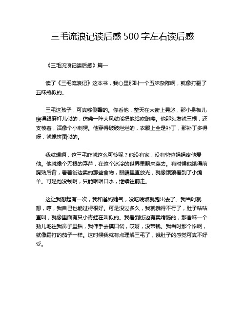 三毛流浪记读后感500字左右读后感