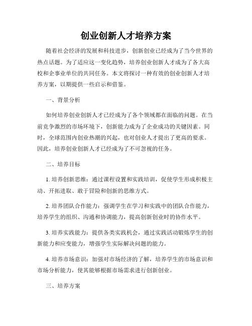 创业创新人才培养方案