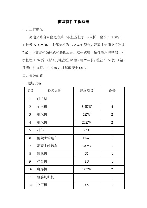 桩基首件工程总结