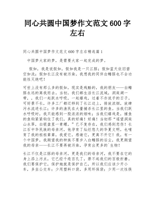 同心共圆中国梦作文范文600字左右