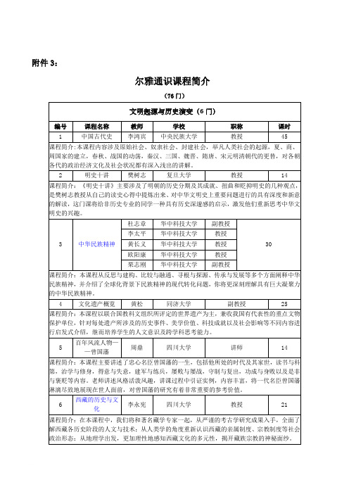 尔雅通识课程简介