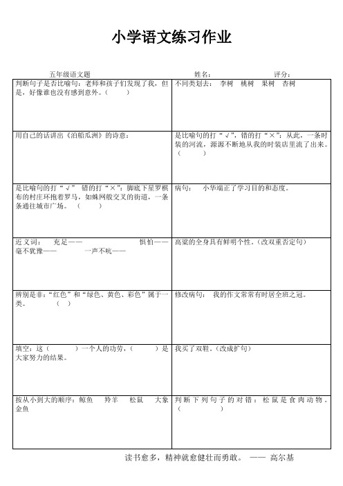 五年级语文课堂拓展精选练习IV (34)