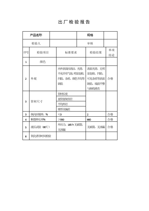 PE出厂检验报告