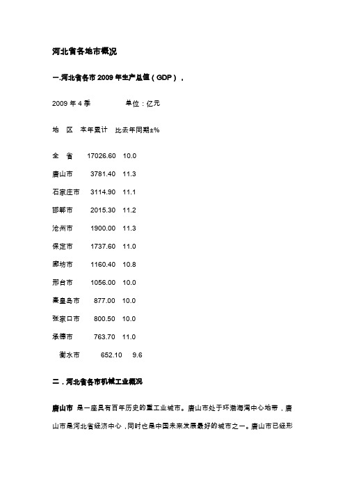 河北省重点工业区域调查(2010最新)