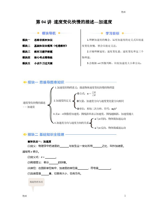 2024年新高一物理初升高衔接《速度变化的描述》含答案解析