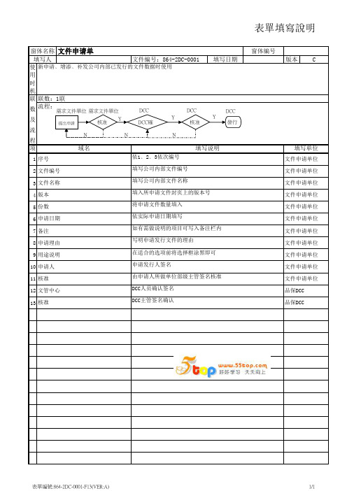 文件申请单填写说明