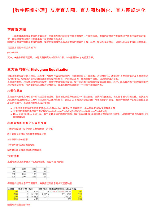 【数字图像处理】灰度直方图、直方图均衡化、直方图规定化