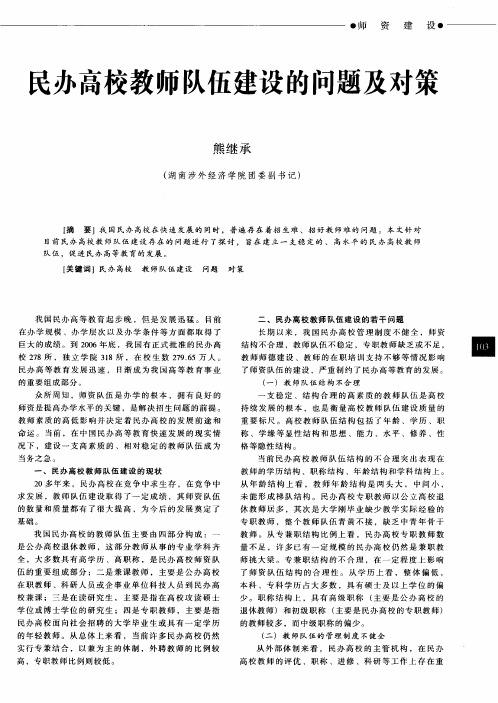 民办高校教师队伍建设的问题及对策