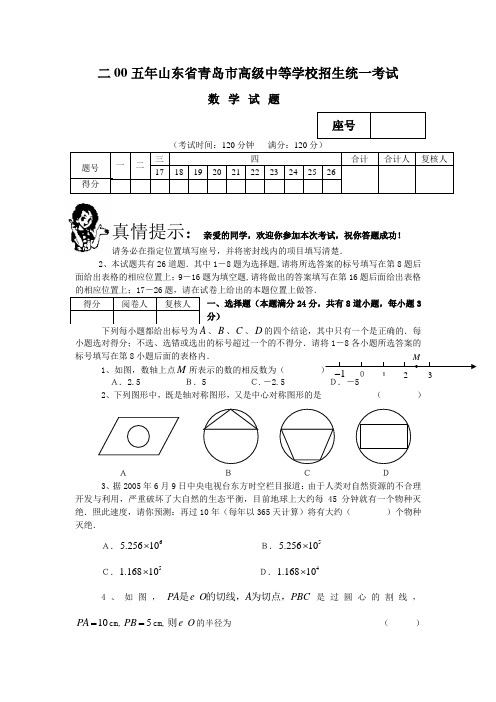 2005年青岛市中考题