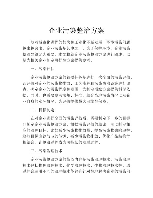 企业污染整治方案