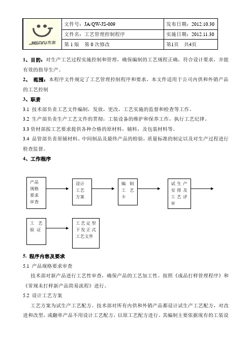 工艺管理控制程序