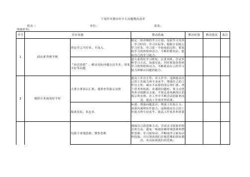 干部作风整治年问题整改清单(1)