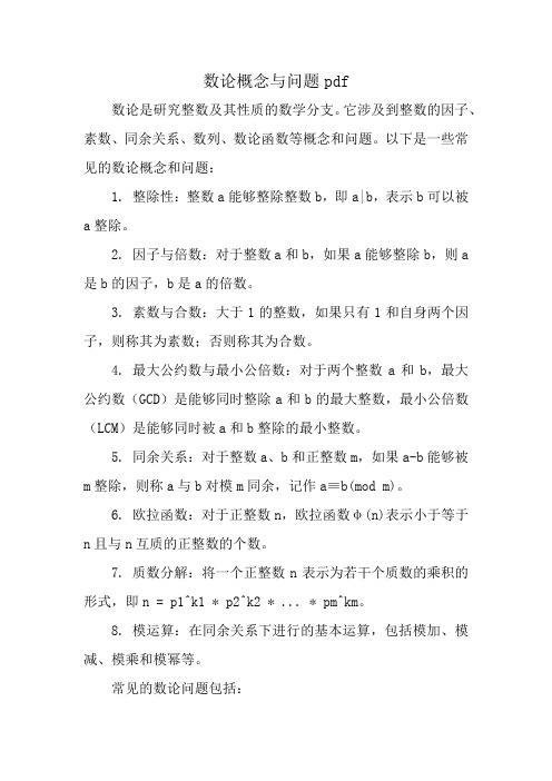 数论概念与问题pdf