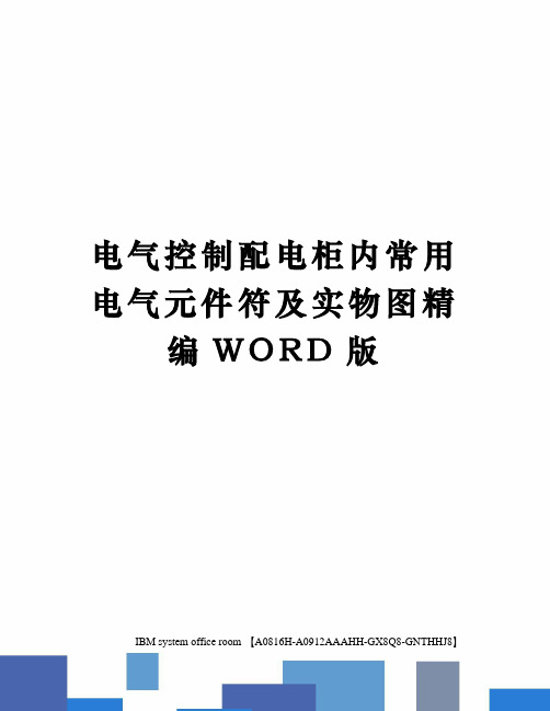 电气控制配电柜内常用电气元件符及实物图精编WORD版