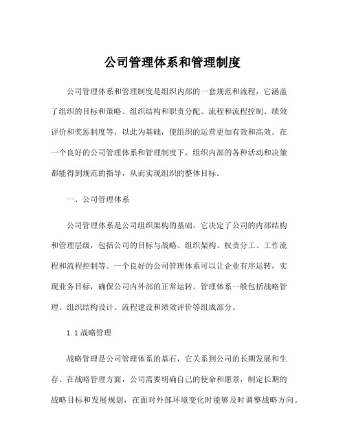 公司管理体系和管理制度